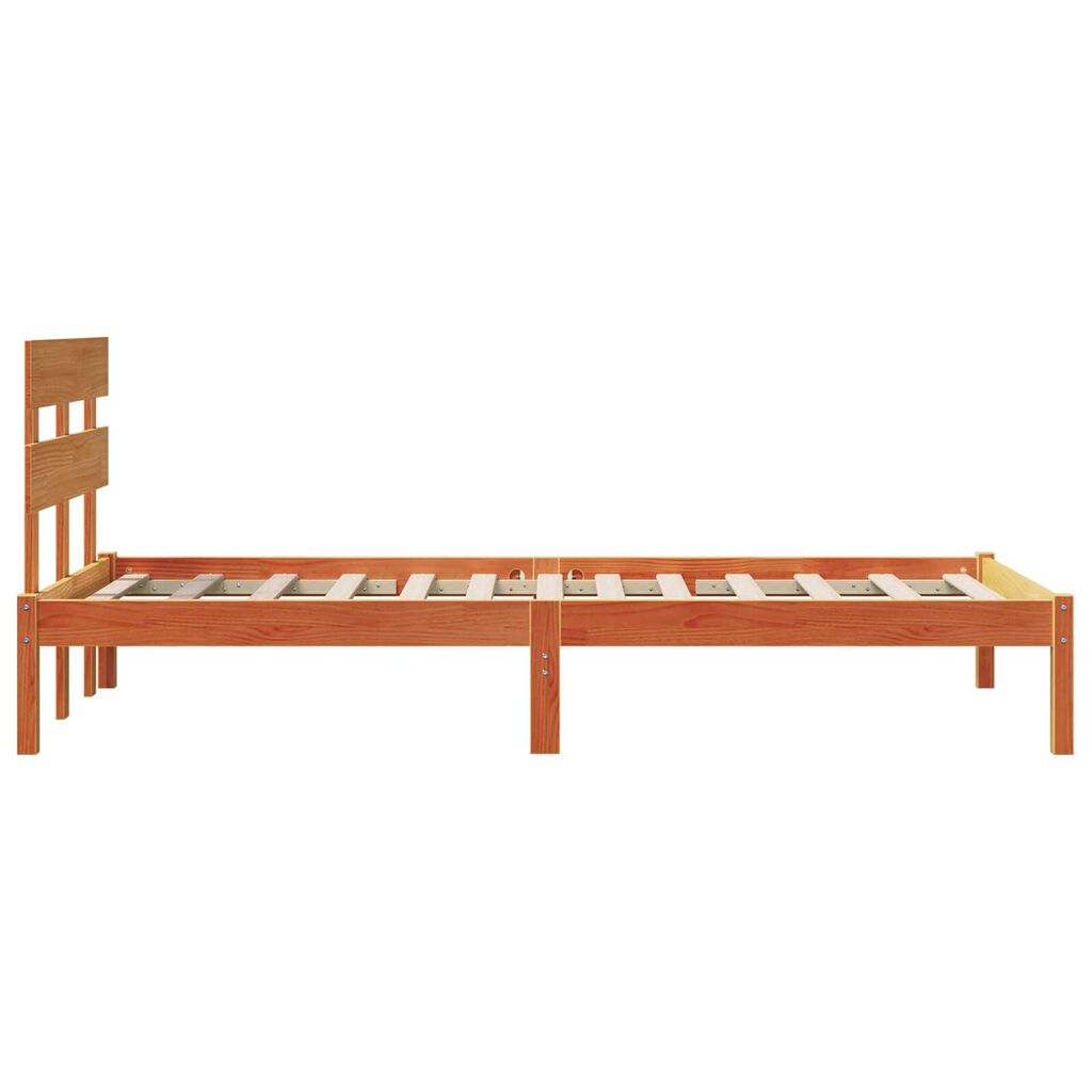 vidaXL Κρεβάτι με κεφαλάρι Wax Brown 90x200 εκ Μασίφ ξύλο πεύκου