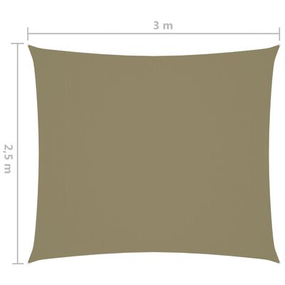 vidaXL Πανί Σκίασης Ορθογώνιο Μπεζ 2,5 x 3 μ. από Ύφασμα Oxford