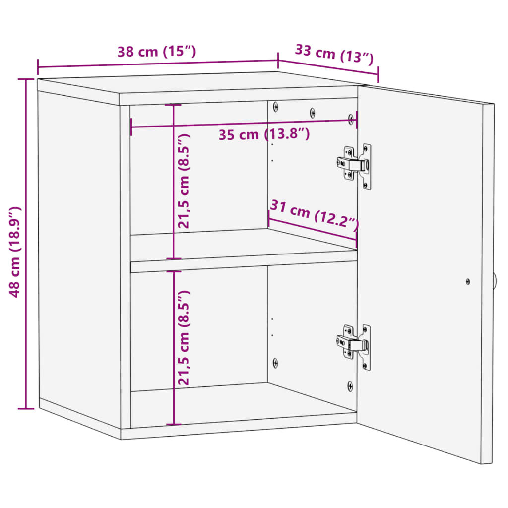 vidaXL Ντουλάπι Μπάνιου Επιτοίχιο 38x33x48 εκ. από Μασίφ Ξύλο Μάνγκο