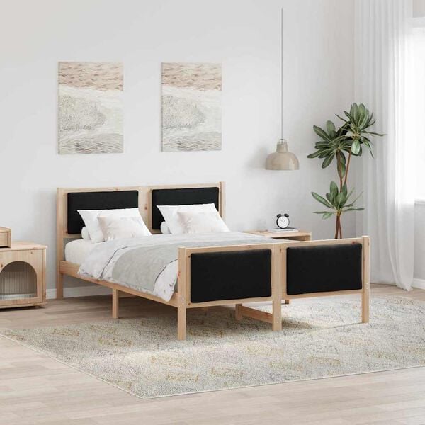 vidaXL Σκελετός Κρεβατιού με κεφαλάρι Μαύρο 150 x 200 cm ύφασμα