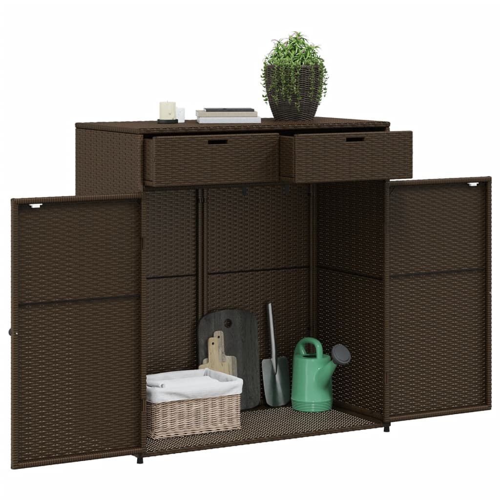 vidaXL Ντουλάπι Αποθήκευσης Κήπου Καφέ 105x55x113 εκ. Συνθετικό Ρατάν