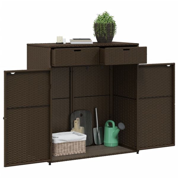 vidaXL Ντουλάπι Αποθήκευσης Κήπου Καφέ 105x55x113 εκ. Συνθετικό Ρατάν