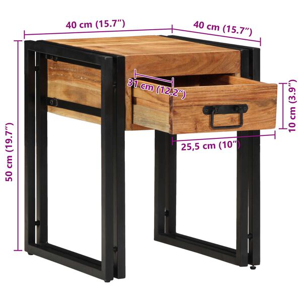 vidaXL Τραπέζι Ξύλινο 40x40x50 εκ. Μασίφ Ακακία
