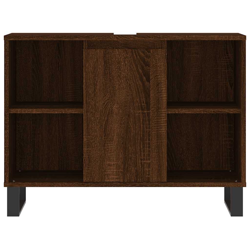 vidaXL Ντουλάπι Μπάνιου Καφέ Δρυς 80 x 33 x 60 εκ. Επεξεργασμένο Ξύλο