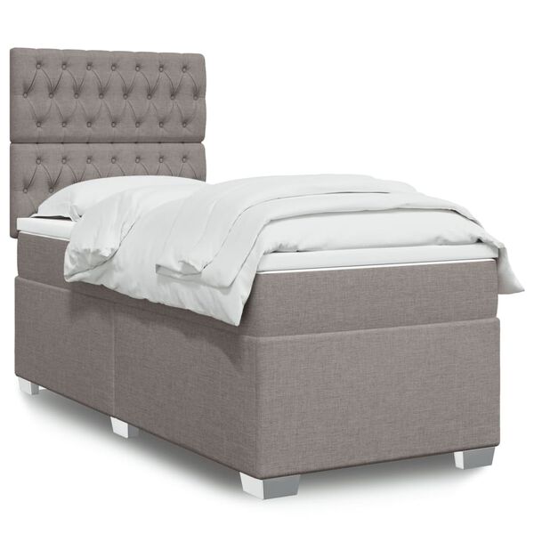 vidaXL &Kappa;&rho;&epsilon;&beta;ά&tau;&iota; Boxspring &mu;&epsilon; &Sigma;&tau;&rho;ώ&mu;&alpha; Taupe 100 x 200 &epsilon;&kappa;. &Upsilon;&phi;&alpha;&sigma;&mu;ά&tau;&iota;&nu;&omicron;
