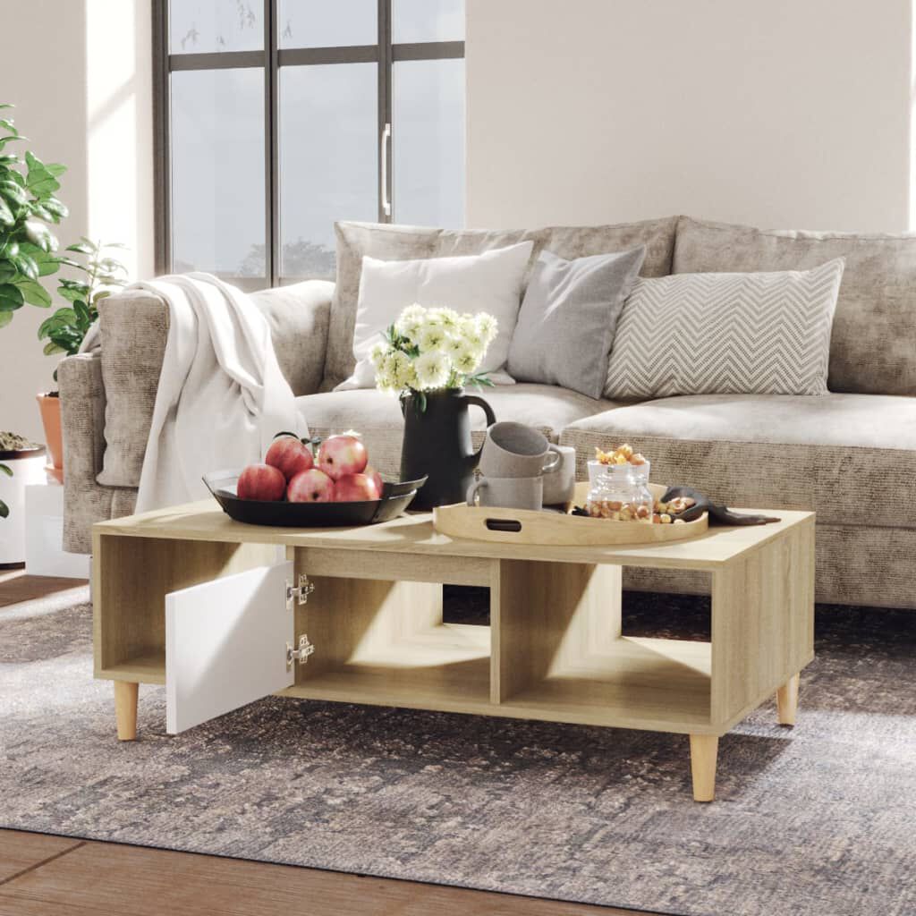vidaXL Τραπεζάκι Σαλονιού Λευκό/Sonoma Δρυς 103,5x60x35εκ. Μοριοσανίδα