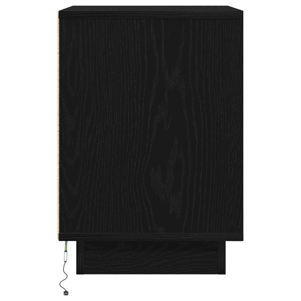 vidaXL Κομοδίνο με φώτα LED Μαύρο 38x34x50 cm