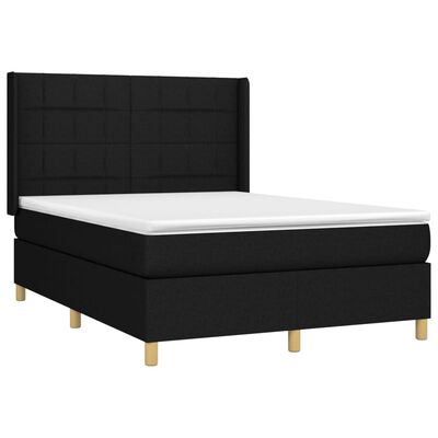 vidaXL Κρεβάτι Boxspring με Στρώμα Μαύρο 140x190 εκ. Υφασμάτινο