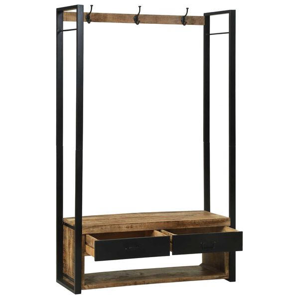 vidaXL Ράφι Ρούχων με γάντζους και ράφια 110x40x185 εκ. Μασίφ ξύλο μάνγκο