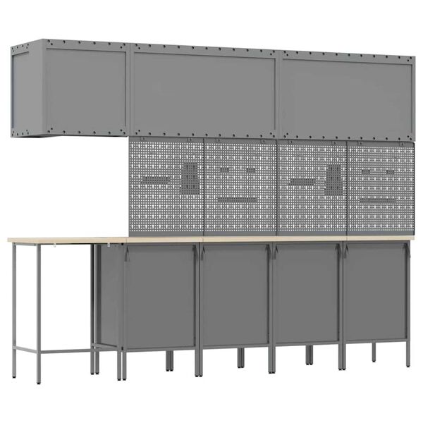 vidaXL Ντουλάπα Εργασίας με συρτάρι 12 pcs Μαύρο 255 x 55 x 220 εκ