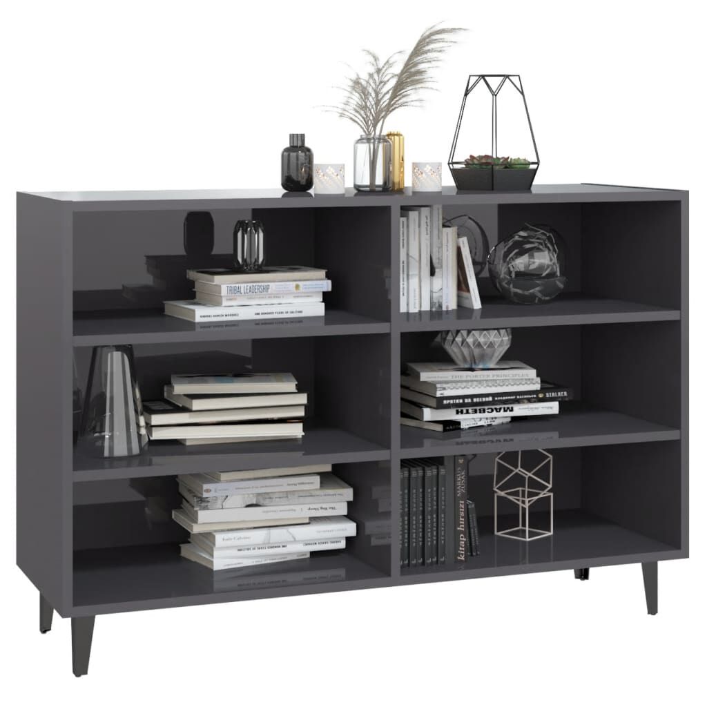 vidaXL Ραφιέρα Γυαλιστερή Γκρι 103,5 x 35 x 70 εκ. από Επεξ. Ξύλο