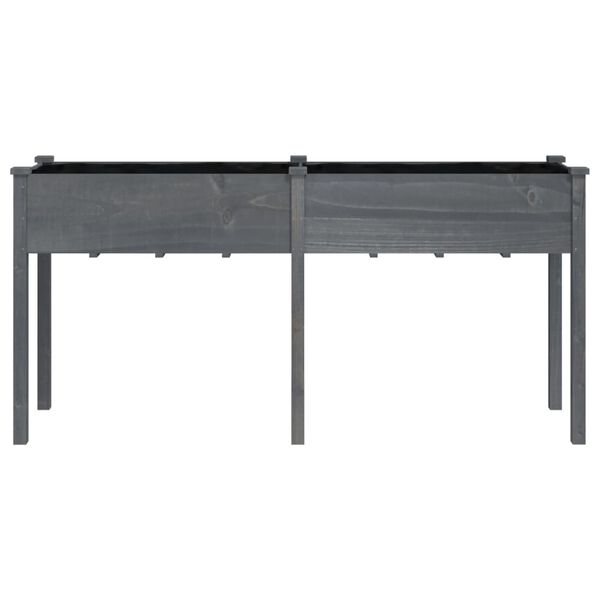 vidaXL Γλάστρα με Επένδυση Γκρι 161x45x76 εκ. από Μασίφ Ξύλο Ελάτης