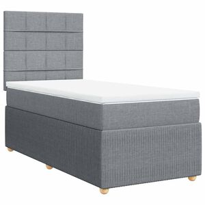 vidaXL Κρεβάτι Boxspring με Στρώμα Ανοιχτό Γκρι 80x200 εκ. Υφασμάτινο