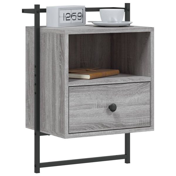 vidaXL Κομοδίνα Επιτοίχια 2 τεμ. Γκρι Sonoma 40x30x61 εκ Επεξεργ. Ξύλο