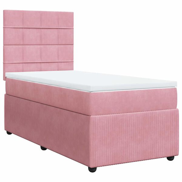 vidaXL &Kappa;&rho;&epsilon;&beta;ά&tau;&iota; Boxspring &mu;&epsilon; &Sigma;&tau;&rho;ώ&mu;&alpha; &Rho;&omicron;&zeta; 90x190 &epsilon;&kappa;. &Beta;&epsilon;&lambda;&omicron;ύ&delta;&iota;&nu;&omicron;