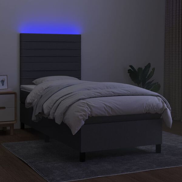vidaXL &Kappa;&rho;&epsilon;&beta;ά&tau;&iota; Boxspring &mu;&epsilon; &Sigma;&tau;&rho;ώ&mu;&alpha; & LED &Sigma;&kappa;.&Gamma;&kappa;&rho;&iota; 90x200 &epsilon;&kappa;. &Upsilon;&phi;&alpha;&sigma;&mu;ά&tau;&iota;&nu;&omicron;