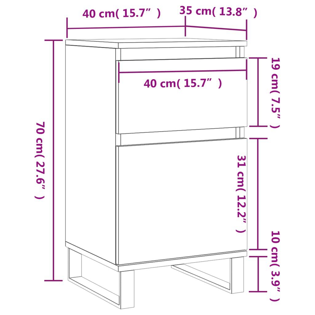 vidaXL Ντουλάπια 2 τεμ. Καπνιστή Δρυς 40x35x70 εκ. από Επεξεργ. Ξύλο