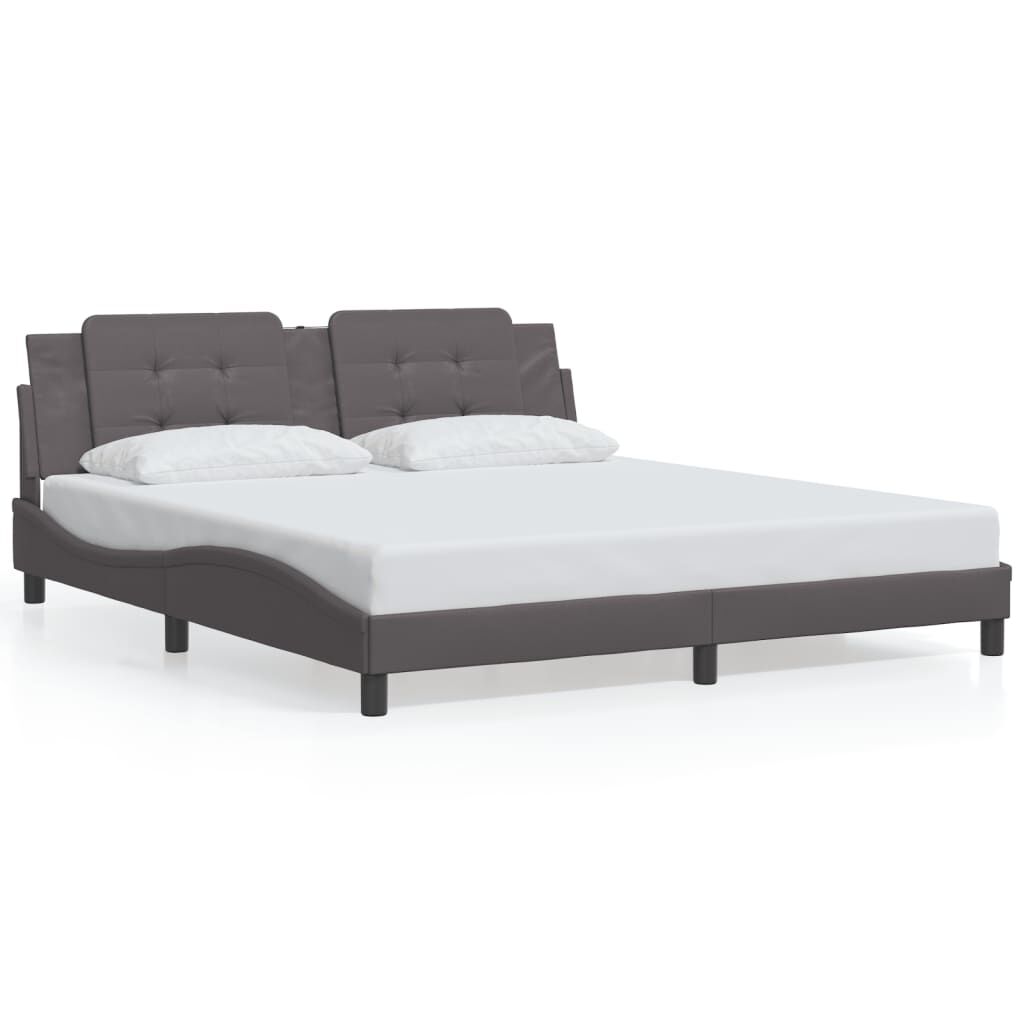 vidaXL Πλαίσιο Κρεβατιού με Κεφαλάρι Γκρι 180x200 εκ. Συνθετικό Δέρμα