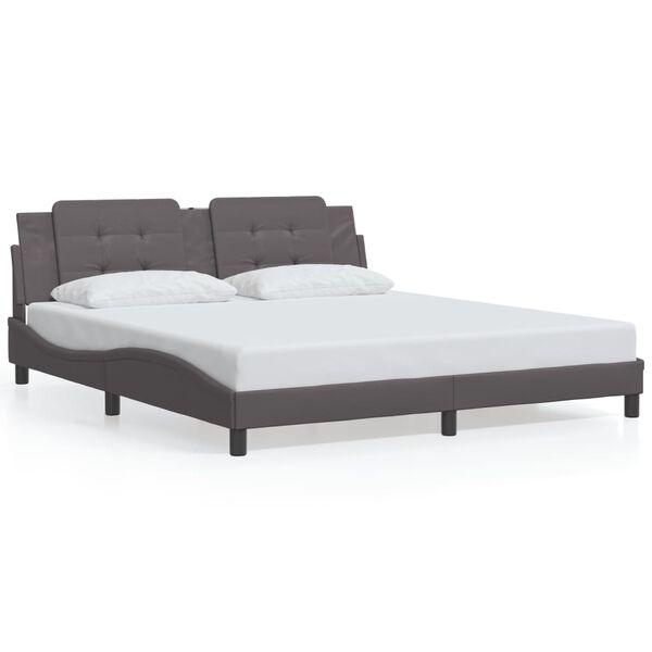 vidaXL Πλαίσιο Κρεβατιού με Κεφαλάρι Γκρι 180x200 εκ. Συνθετικό Δέρμα