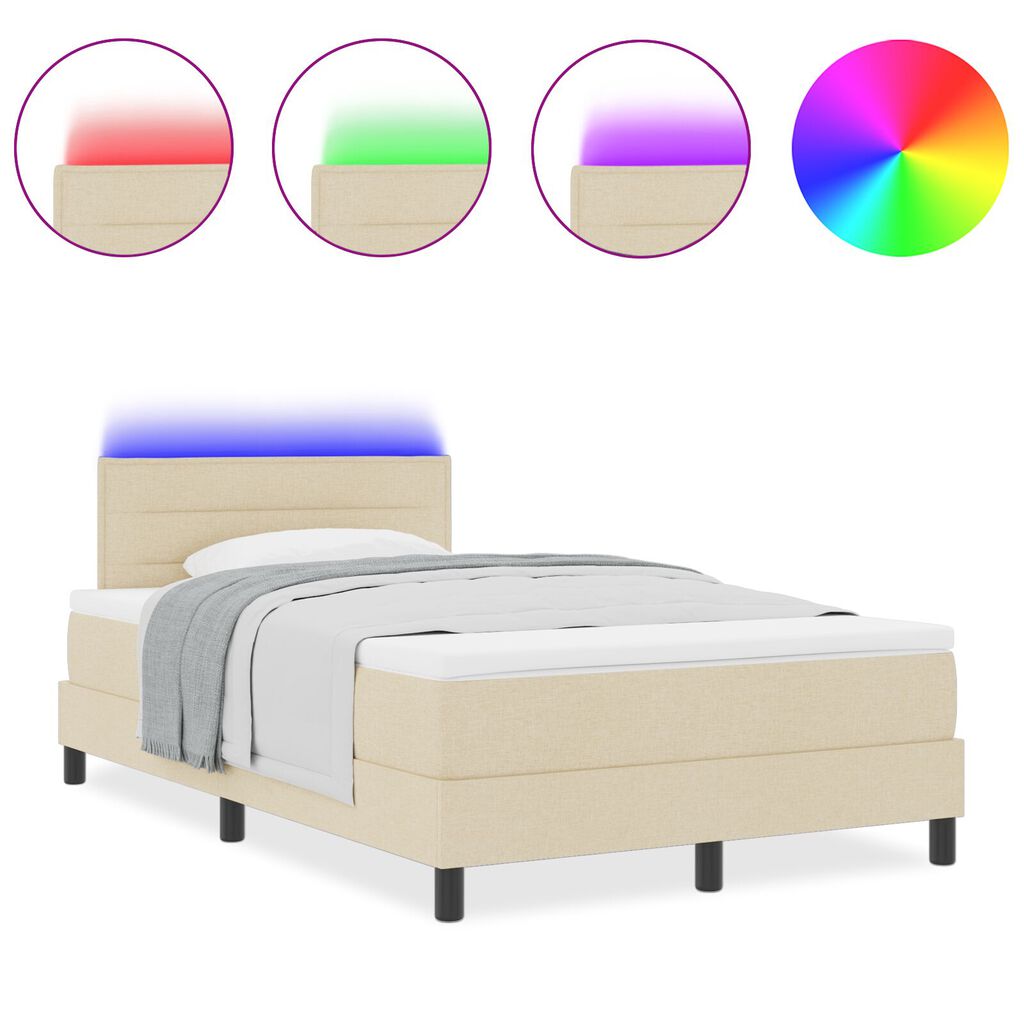 vidaXL Κρεβάτι εποχής με Στρώμα & LED Μπεζ 120x190 εκ. Ύφασμα
