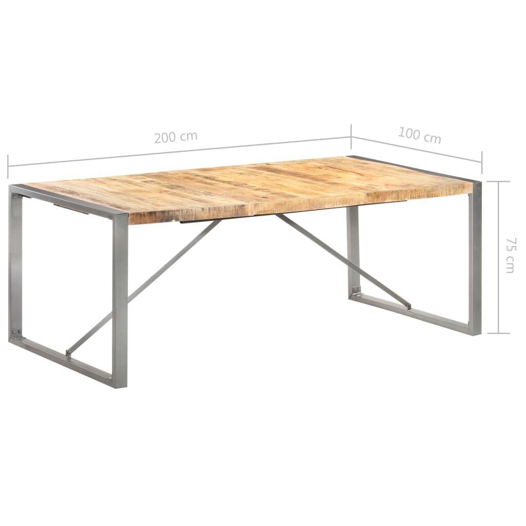 vidaXL Τραπεζαρία 200 x 100 x 75 εκ. από Μασίφ Ακατέργαστο Ξύλο Μάνγκο
