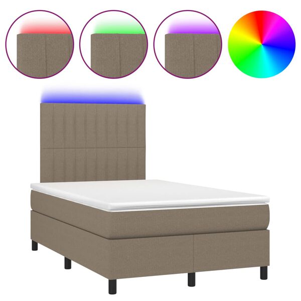 vidaXL &Kappa;&rho;&epsilon;&beta;ά&tau;&iota; Boxspring &mu;&epsilon; &Sigma;&tau;&rho;ώ&mu;&alpha; & LED Taupe 120x200 &epsilon;&kappa;. &Upsilon;&phi;&alpha;&sigma;&mu;ά&tau;&iota;&nu;&omicron;
