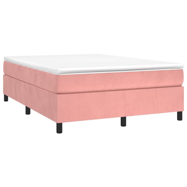 vidaXL Κρεβάτι Boxspring με Στρώμα Ροζ 140x190 εκ. Βελούδινο