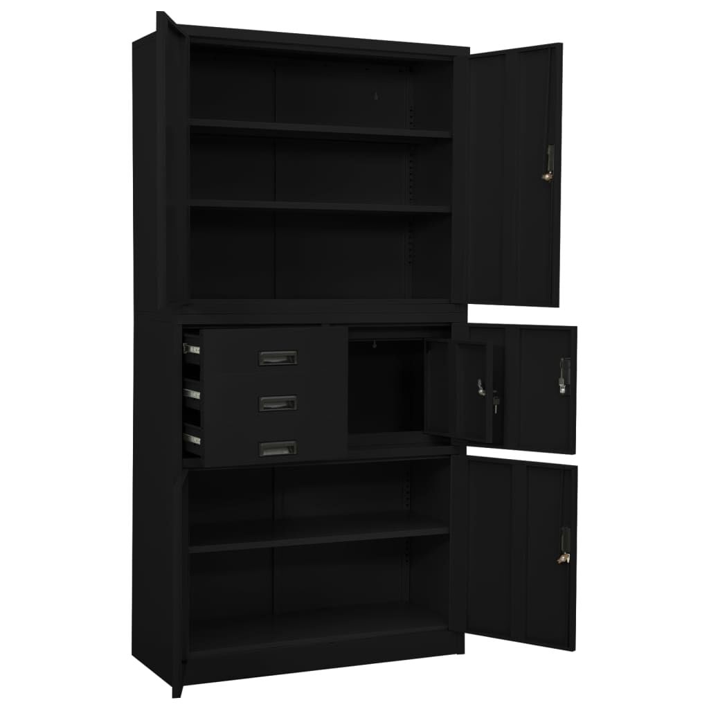 vidaXL Ντουλάπα Γραφείου Μαύρη 90 x 40 x 180 εκ. Ατσάλινη