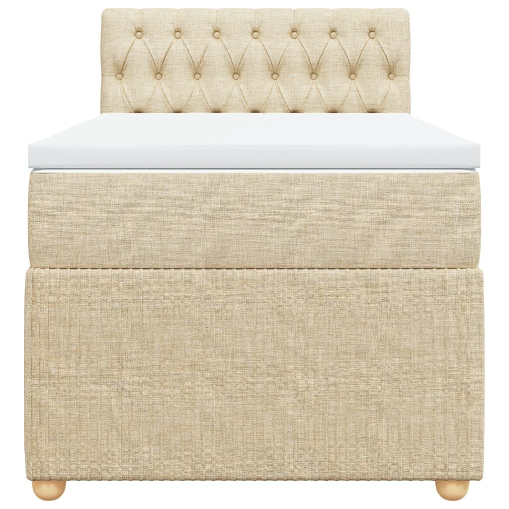 vidaXL Κρεβάτι Boxspring με Στρώμα Κρεμ 90x190 εκ.Υφασμάτινο