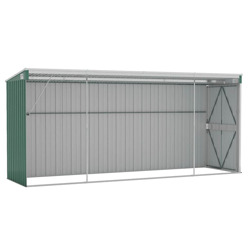 vidaXL Αποθήκη Κήπου Επιτοίχια Πράσινη 118x382x178 εκ από Γαλβ. Ατσάλι