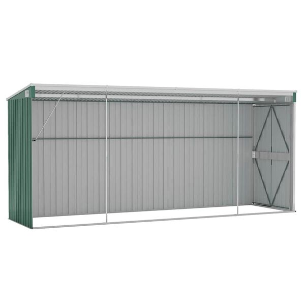 vidaXL Αποθήκη Κήπου Επιτοίχια Πράσινη 118x382x178 εκ από Γαλβ. Ατσάλι