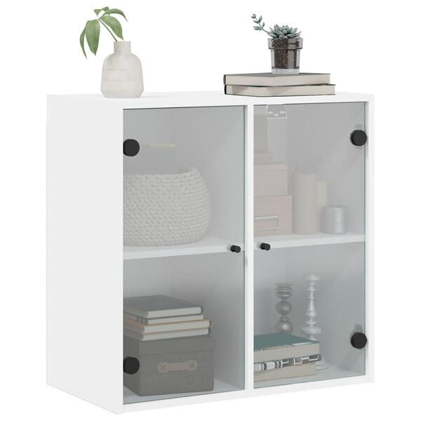 vidaXL Ντουλάπι Τοίχου Λευκό 68x37x68,5 εκ. με Γυάλινες Πόρτες