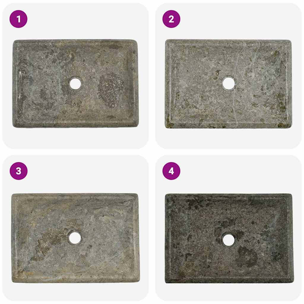 vidaXL Νιπτήρας Γκρι 50 x 35 x 10 εκ. Μαρμάρινος
