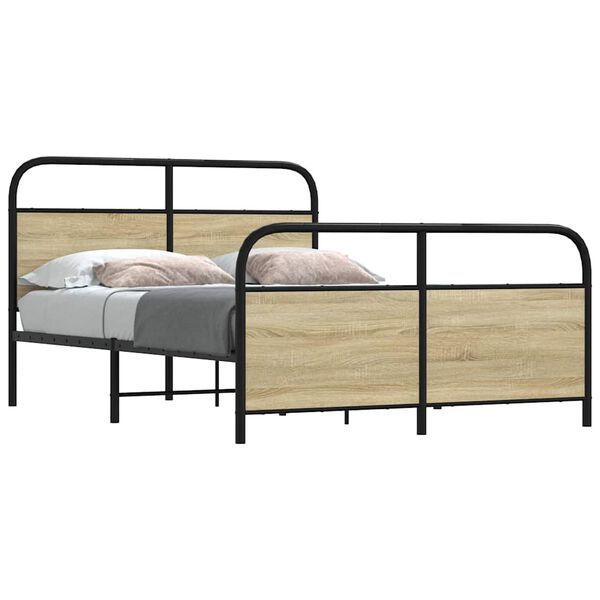 vidaXL Σκελετός Κρεβ. Χωρίς Στρώμα Sonoma Δρυς 140x200 εκ. Μεταλλικό