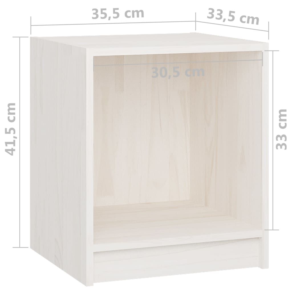 vidaXL Κομοδίνα 2 τεμ Λευκά 35,5 x 33,5 x 41,5εκ από Μασίφ Ξύλο Πεύκου