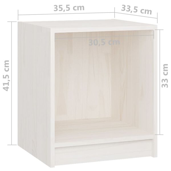 vidaXL Κομοδίνα 2 τεμ Λευκά 35,5 x 33,5 x 41,5εκ από Μασίφ Ξύλο Πεύκου
