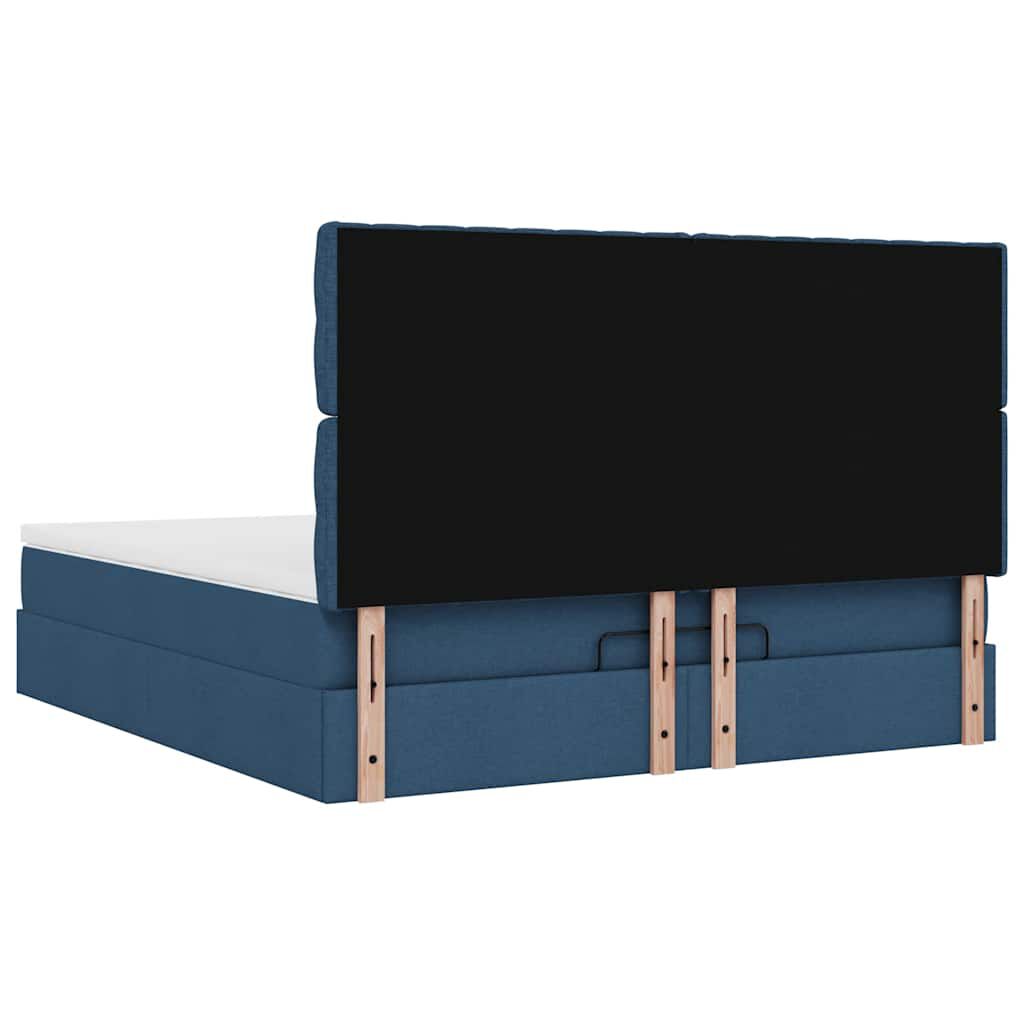 vidaXL Οθωμανικό κρεβάτι με στρώμα μπλε 180x200cm ύφασμα