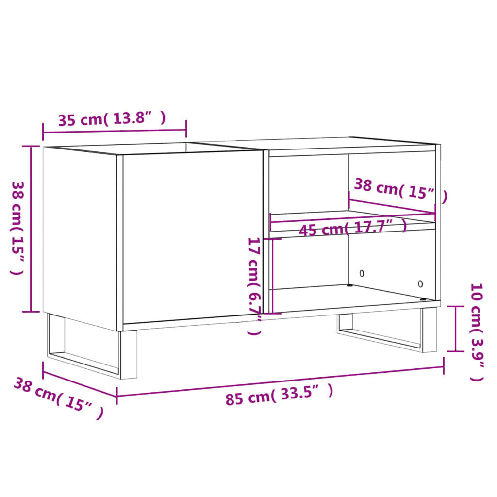 vidaXL Δισκοθήκη Μαύρη 85 x 38 x 48 εκ. από Επεξεργασμένο Ξύλο