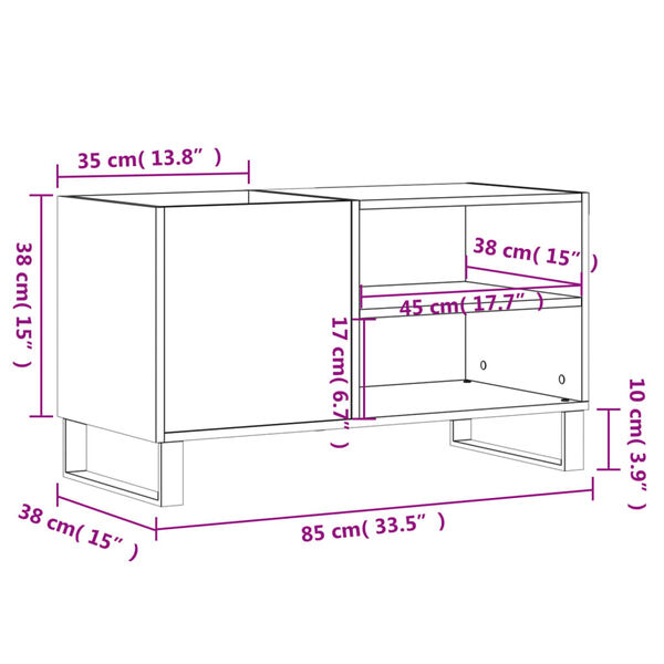 vidaXL Δισκοθήκη Μαύρη 85 x 38 x 48 εκ. από Επεξεργασμένο Ξύλο