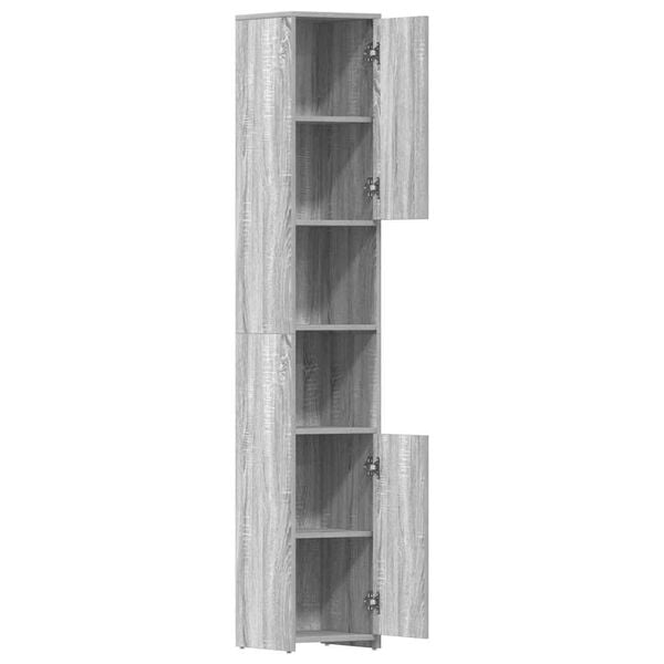 vidaXL Ντουλάπι Μπάνιου Γκρι Sonoma 30x30x183,5 εκ. Επεξεργασμένο Ξύλο