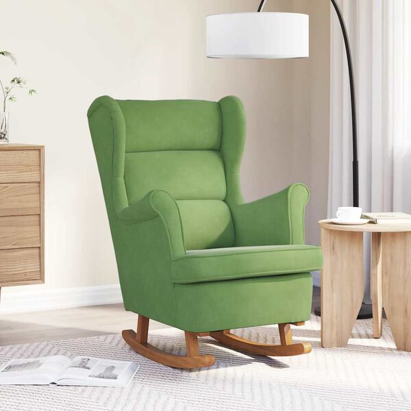 vidaXL Κουνιστή Πολυθρόνα με Πλάτη από Βελούδο σε Ανοιχτό Πράσινο
