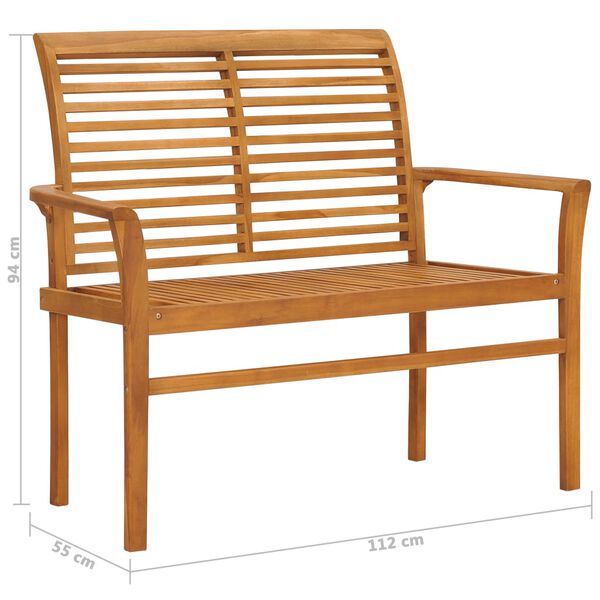 vidaXL Παγκάκι Κήπου 112 εκ. Μασίφ Ξύλο Teak Φωτεινό Πράσινο Μαξιλάρι