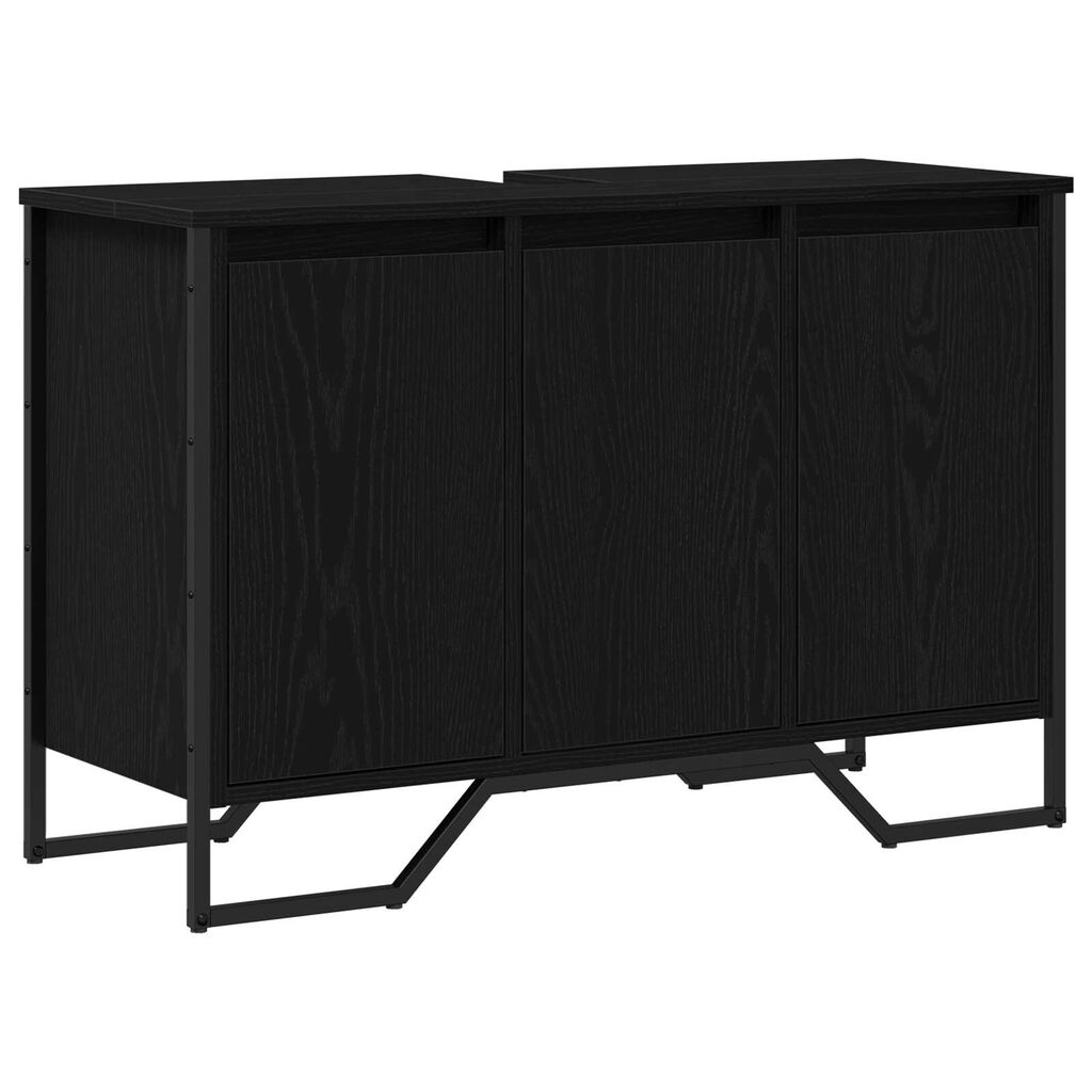 vidaXL Ντουλάπι Νιπτήρα Μαύρη Δρυς 91x35x60 cm Επεξεργασμένο Ξύλο