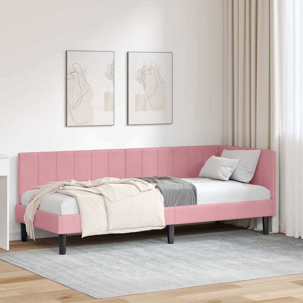vidaXL Κρεβάτι Γωνίας με κεφαλάρι Ροζ 80 x 200 cm Βελούδο