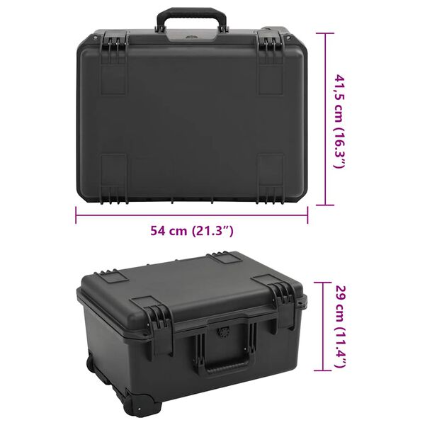 vidaXL Θήκη Πτήσης Φορητή Μαύρη 54x41,5x29 εκ. από Πολυπροπυλένιο
