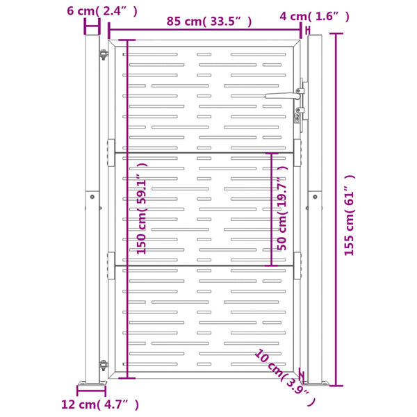 vidaXL Πύλη Κήπου με Τετράγωνο Σχέδιο 105 x 155 εκ. από Ατσάλι Corten