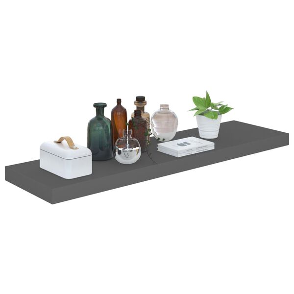 vidaXL Ράφι Τοίχου Γυαλιστερό Γκρι 90 x 23,5 x 3,8 εκ. MDF