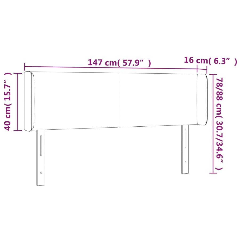 vidaXL Κεφαλάρι με Πτερύγια Σκούρο Γκρι 147x16x78/88 εκ. Βελούδινο