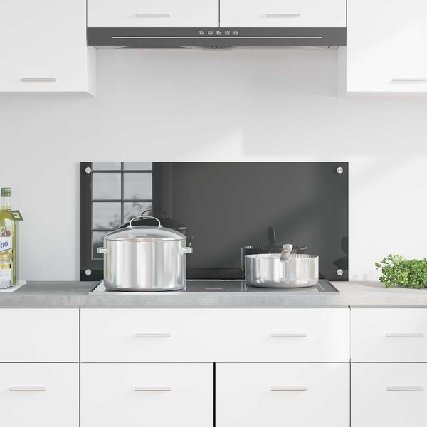 vidaXL Κουζίνα Πλακάκι Σκούρο Γκρι 90x40x0,6 εκ. Ψημένο Γυαλί