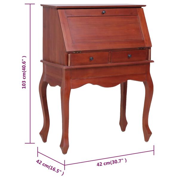 vidaXL Σεκρετέρ Καφέ 78 x 42 x 103 εκ. από Μασίφ Μαόνι